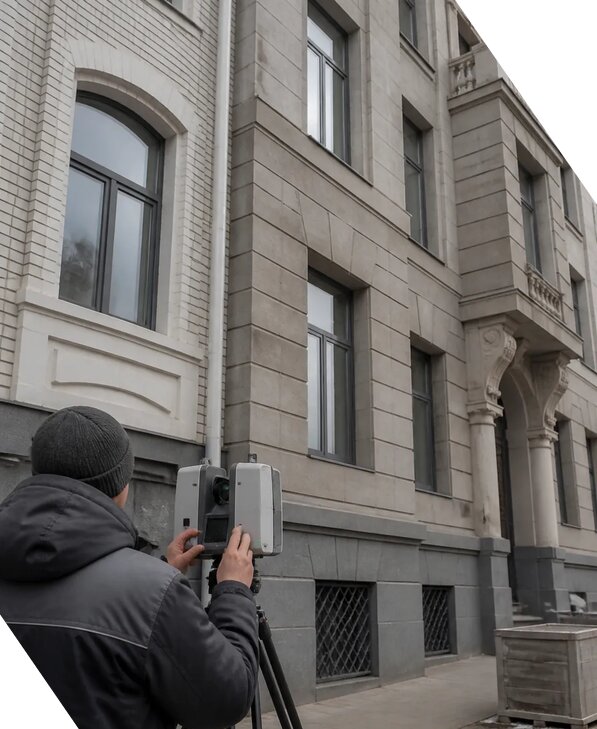 Лазерное сканирование фасадов зданий для обследования в Курганинске